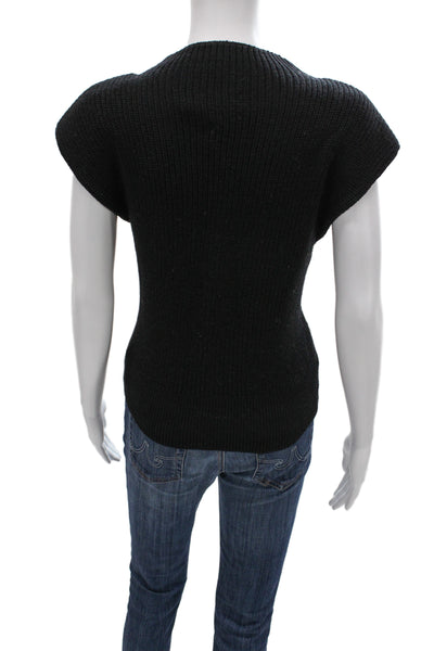 Babaton Unisex Black Pullover Sweater Mock Neck Cap Sleeve Size S