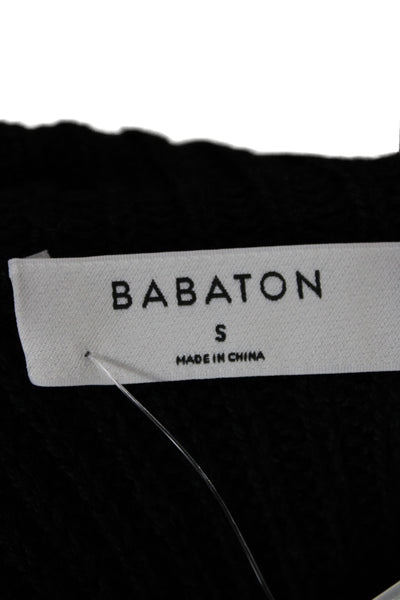 Babaton Unisex Black Pullover Sweater Mock Neck Cap Sleeve Size S