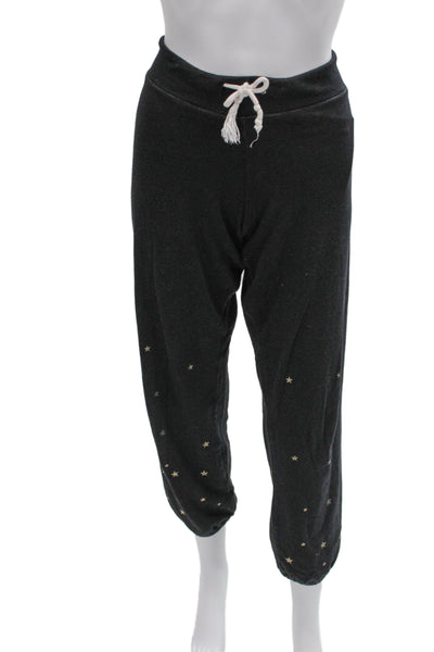 Monrow Womens Black Jogger Sweatpants Stars Drawstring Size L