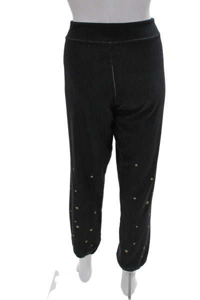 Monrow Womens Black Jogger Sweatpants Stars Drawstring Size L