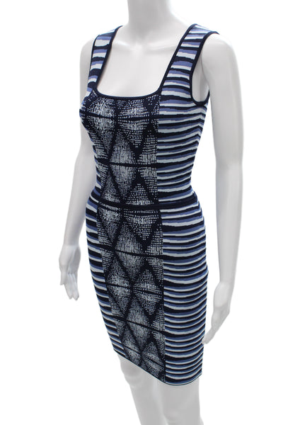 BCBGMAXAZRIA Womens Bodycon Tank Dress Black Aztec Square Neck Size XS