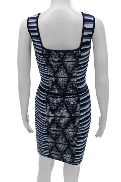 BCBGMAXAZRIA Womens Bodycon Tank Dress Black Aztec Square Neck Size XS