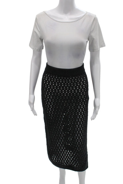 MNG Women Straight Pencil Midi Skirt Black Size L