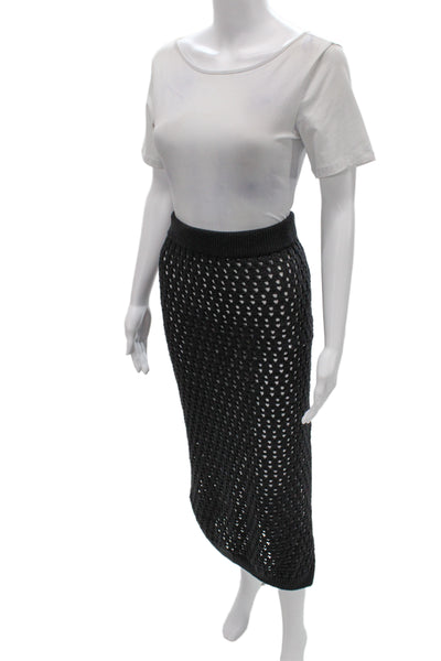MNG Women Straight Pencil Midi Skirt Black Size L