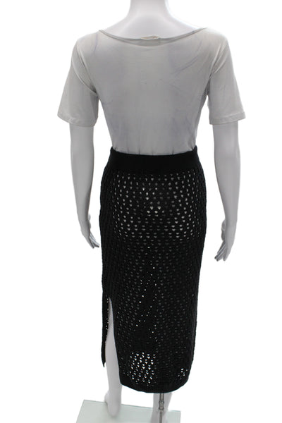 MNG Women Straight Pencil Midi Skirt Black Size L
