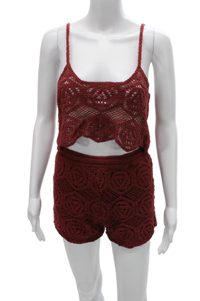 Zara Women Red Sleeveless Top and Shorts Set Size L