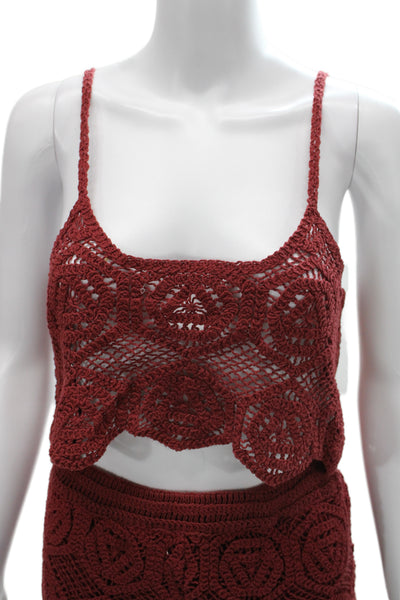 Zara Women Red Sleeveless Top and Shorts Set Size L