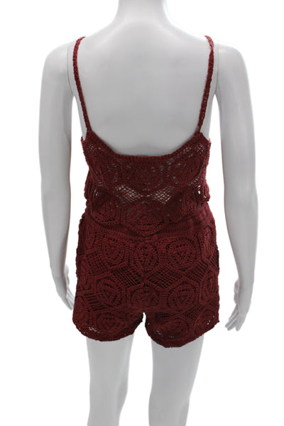 Zara Women Red Sleeveless Top and Shorts Set Size L