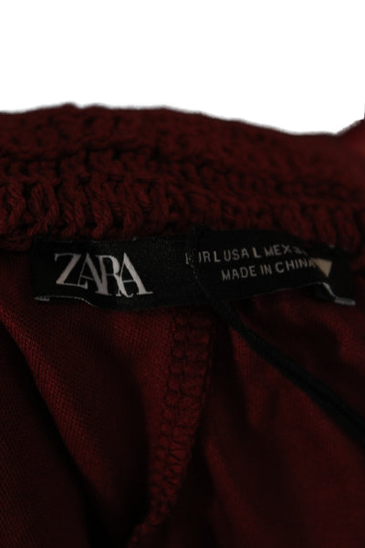 Zara Women Red Sleeveless Top and Shorts Set Size L
