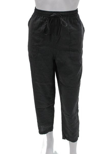 Zara Mens Ankle Cropped Black Drawstring Modal Polyester Pants Size M