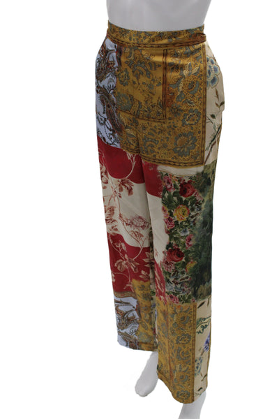 Zara Women Bohemian Floral Paisley Blue Pants Size M