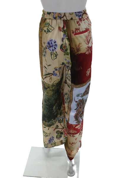 Zara Women Bohemian Floral Paisley Blue Pants Size M