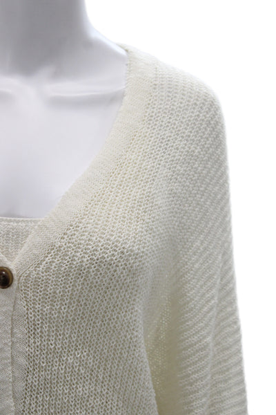 MNG Unisex White Sleeveless Cardigan Vest V Neck Button Sweater Size L