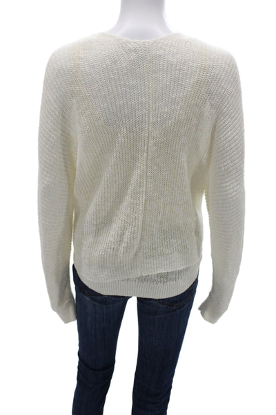 MNG Unisex White Sleeveless Cardigan Vest V Neck Button Sweater Size L