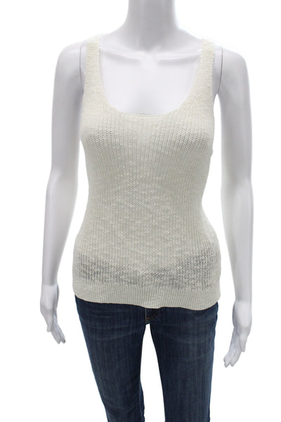 MNG Unisex White Sleeveless Cardigan Vest V Neck Button Sweater Size L