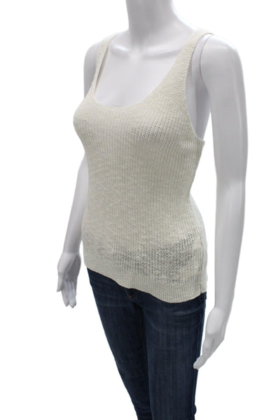 MNG Unisex White Sleeveless Cardigan Vest V Neck Button Sweater Size L