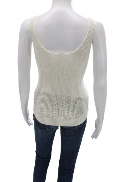 MNG Unisex White Sleeveless Cardigan Vest V Neck Button Sweater Size L