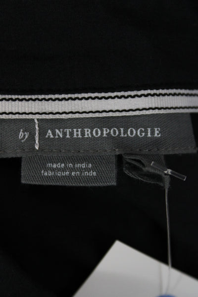 Anthropologie Womens Cropped Collared Black Long Sleeve Button-Up Size XL