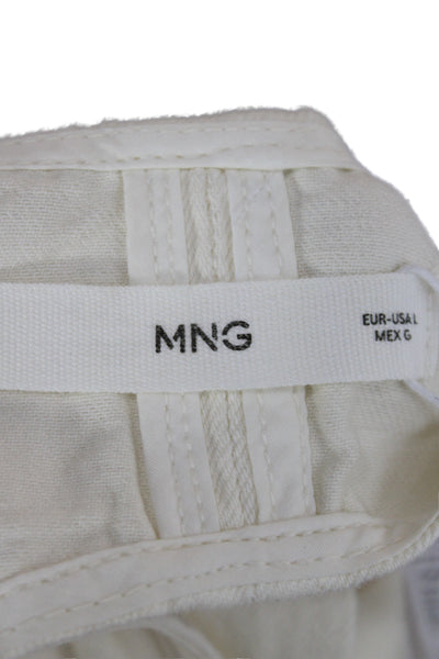 MNG Womens Cropped White Cotton Tank Round Neck Sleeveless Size L