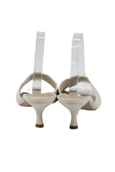 Schutz Womens Kitten Heel Single Strap Leather Slide Sandals White Size 9.5B