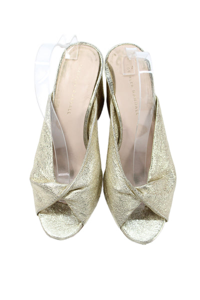 Loeffler Randall Womens Block Heel Metallic Twist Slide Sandals Gold Size 9.5