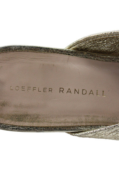 Loeffler Randall Womens Block Heel Metallic Twist Slide Sandals Gold Size 9.5