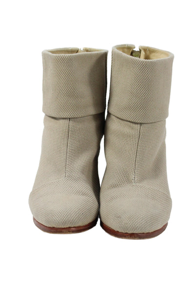 Rag & Bone Womens Back Zip Block Heel Canvas Booties Beige Size 40