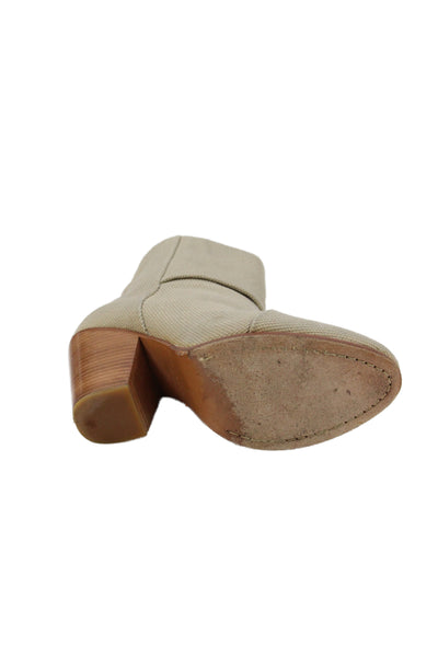 Rag & Bone Womens Back Zip Block Heel Canvas Booties Beige Size 40