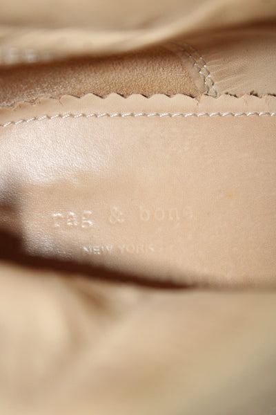 Rag & Bone Womens Back Zip Block Heel Canvas Booties Beige Size 40