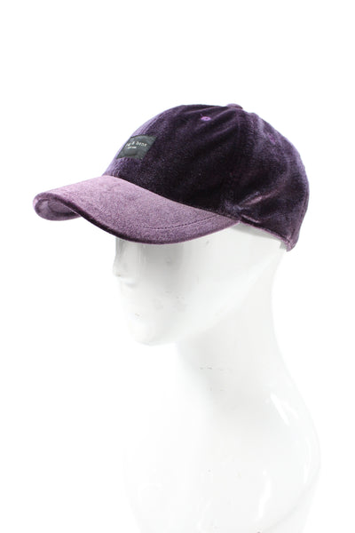 Rag & Bone Womens Logo Front Velvet Baseball Cap Hat Purple One Size