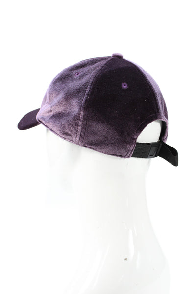Rag & Bone Womens Logo Front Velvet Baseball Cap Hat Purple One Size