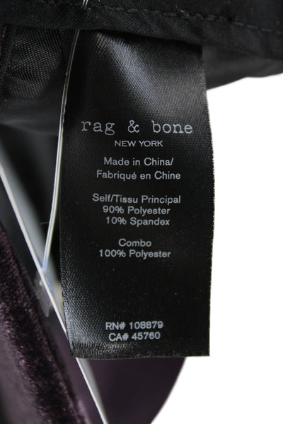 Rag & Bone Womens Logo Front Velvet Baseball Cap Hat Purple One Size