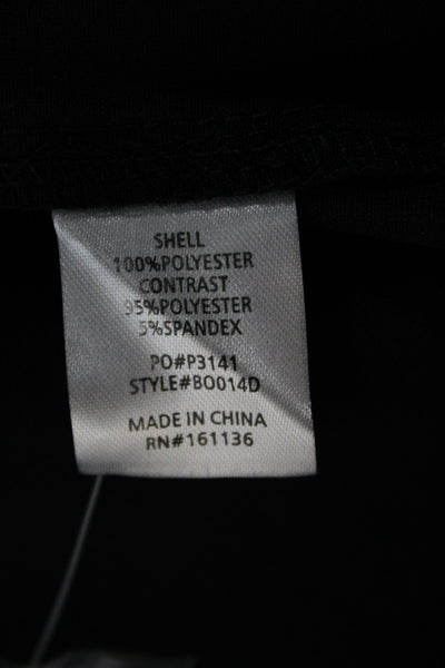 Rivir Women Shirt Dress Black Collared Short Sleeve Cotton Spandex Size L