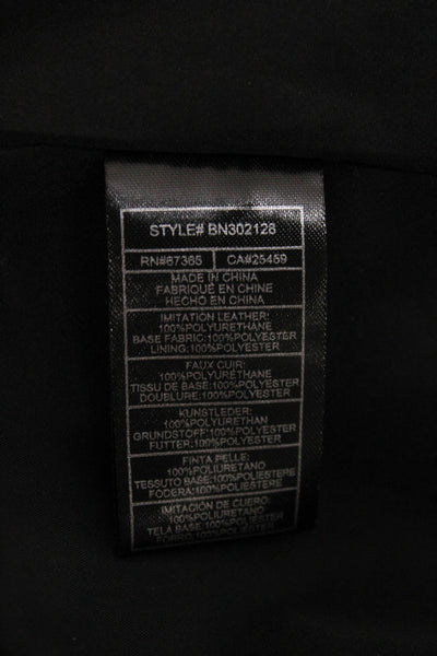 Steve Madden Unisex Black Collared Button PU Blazer 90s Long Sleeve Size M