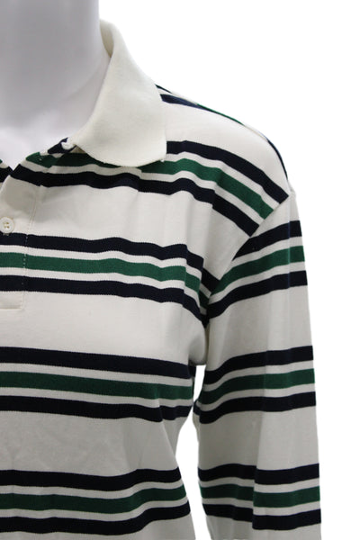Lioness Women White Striped Cotton Collared Polo Long Sleeve Basic 90s Size S