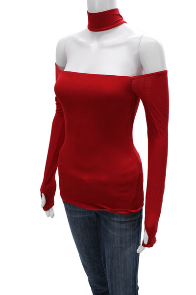 Michael Lauren Women Mock Neck Long Sleeve Red Top Size S
