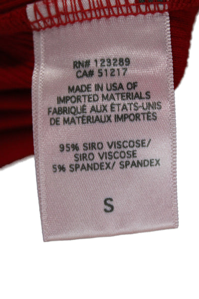 Michael Lauren Women Mock Neck Long Sleeve Red Top Size S