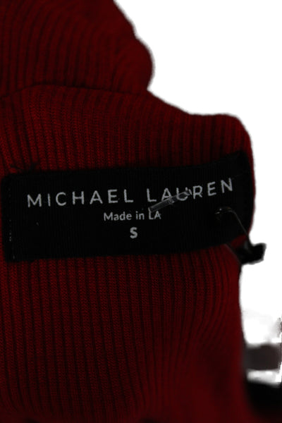 Michael Lauren Women Mock Neck Long Sleeve Red Top Size S