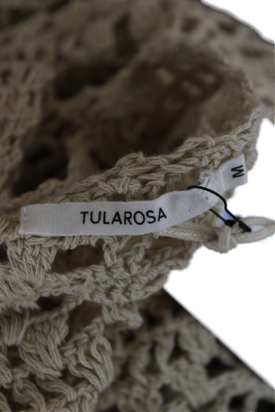Tularosa Womens Beige Mini Sundress High Neck Drawstring 100% Cotton Size M