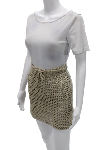 Elexiay Women Mini Skirt Beige Size L