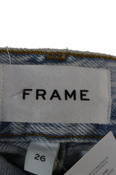Frame Unisex Wide Leg Light Blue Cotton High Rise Jeans Size 26