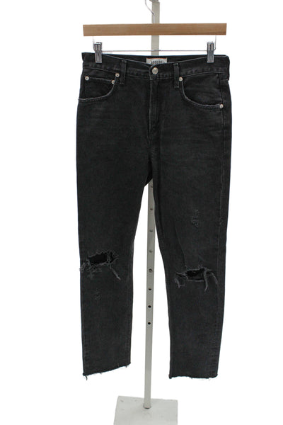 Agolde Women Straight Cropped Dark Gray High Rise Jeans Size 26