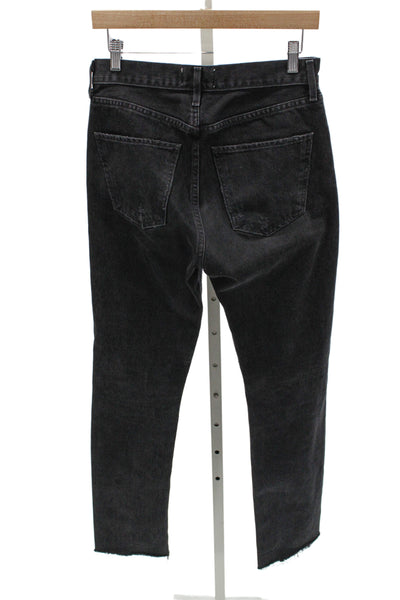 Agolde Women Straight Cropped Dark Gray High Rise Jeans Size 26