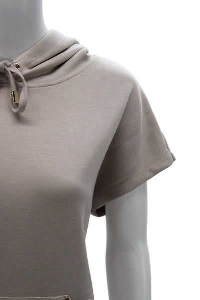 Elie Tahari Women Pullover Hoodie Beige Drawstring Designer Size M