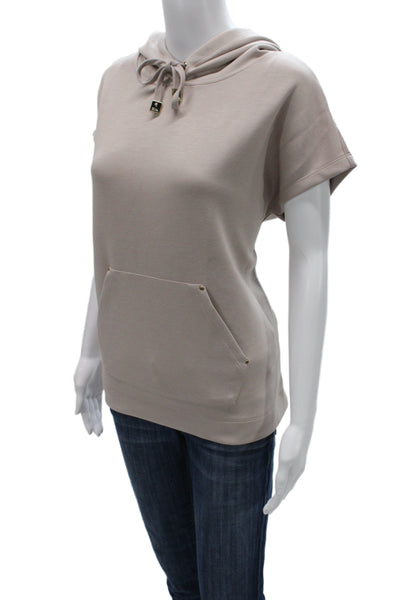 Elie Tahari Women Pullover Hoodie Beige Drawstring Designer Size M