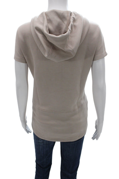 Elie Tahari Women Pullover Hoodie Beige Drawstring Designer Size M