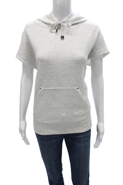 Elie Tahari Women Pullover Hoodie Gray Drawstring Sleeveless Size M