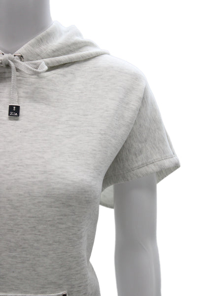 Elie Tahari Women Pullover Hoodie Gray Drawstring Sleeveless Size M
