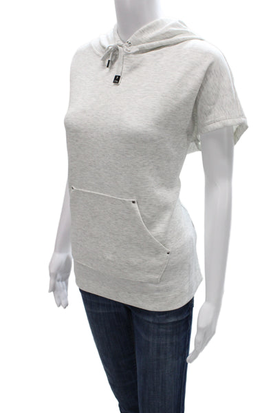 Elie Tahari Women Pullover Hoodie Gray Drawstring Sleeveless Size M