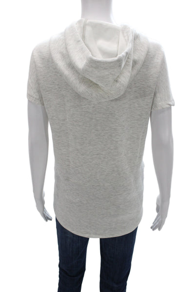 Elie Tahari Women Pullover Hoodie Gray Drawstring Sleeveless Size M